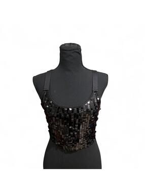 Wet Seal Black Sequin Crop Tank Size S